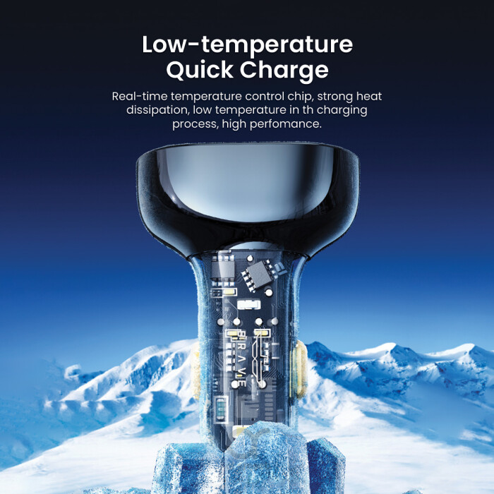 BRAVE 80W 3-Ports Transparent Digital Display Fast Car Charger (PD + Dual QC, 3 Fast Charging Protocols)