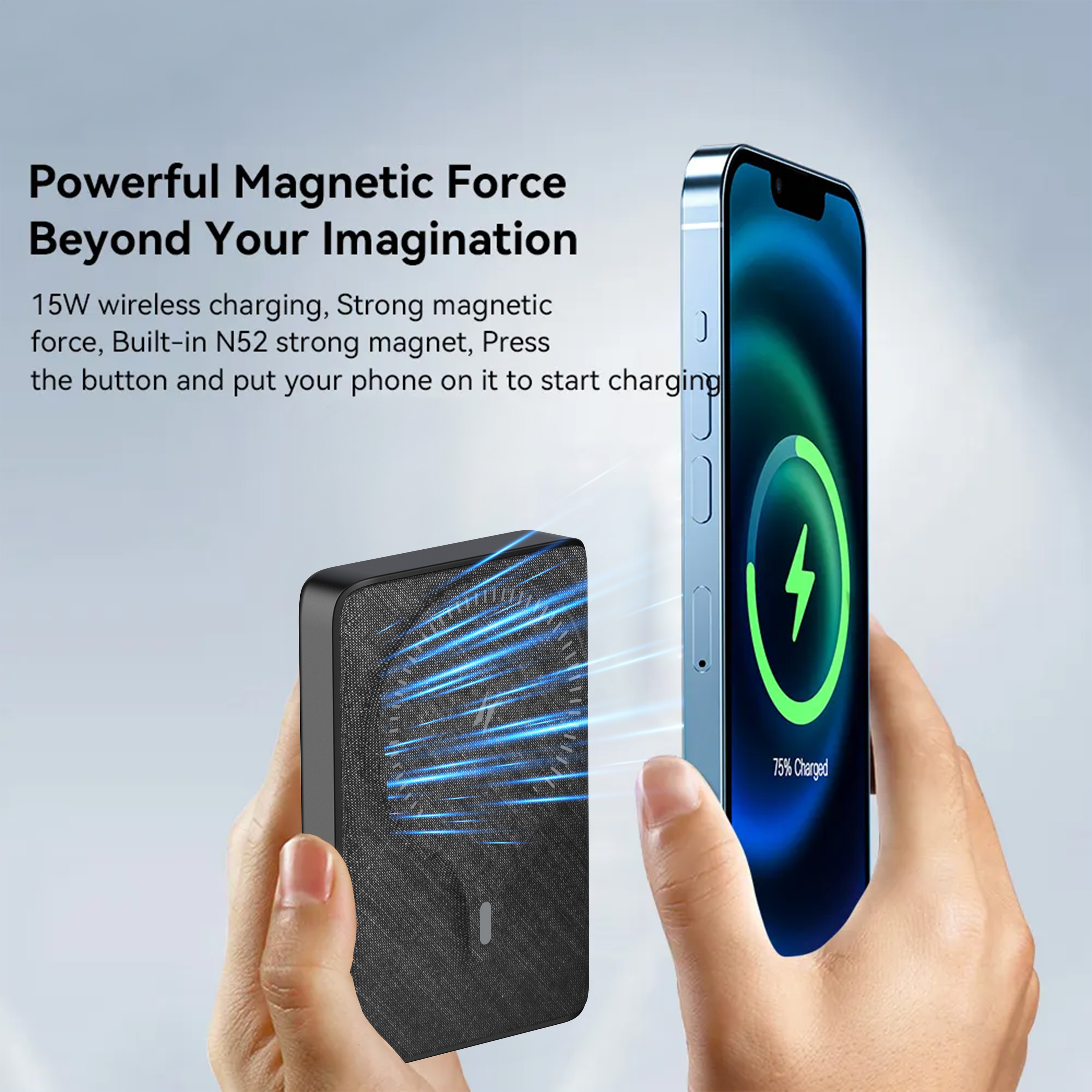 BRAVE 20W Magnetic 10,000 mAh Mini Power Bank with Kickstand & Grip – Black