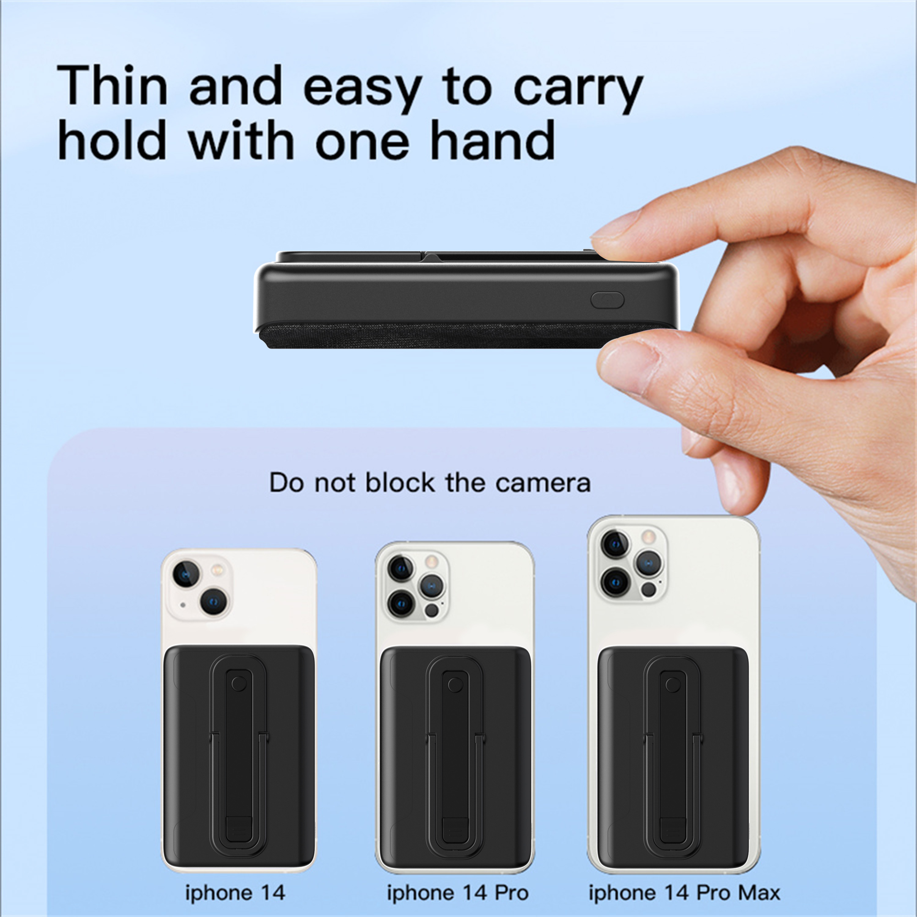 BRAVE 20W Magnetic 10,000 mAh Mini Power Bank with Kickstand & Grip – Black