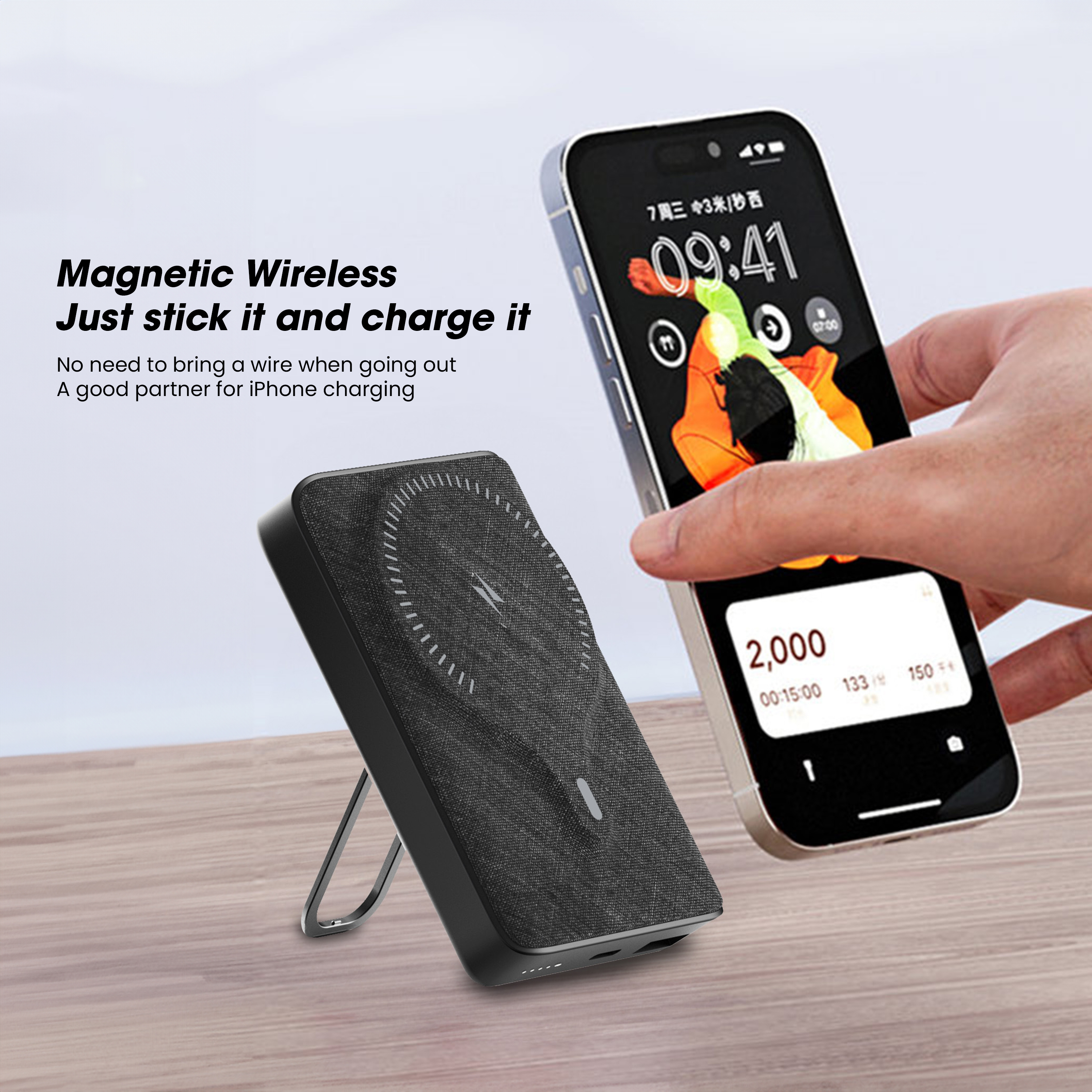 BRAVE 20W Magnetic 10,000 mAh Mini Power Bank with Kickstand & Grip – Black